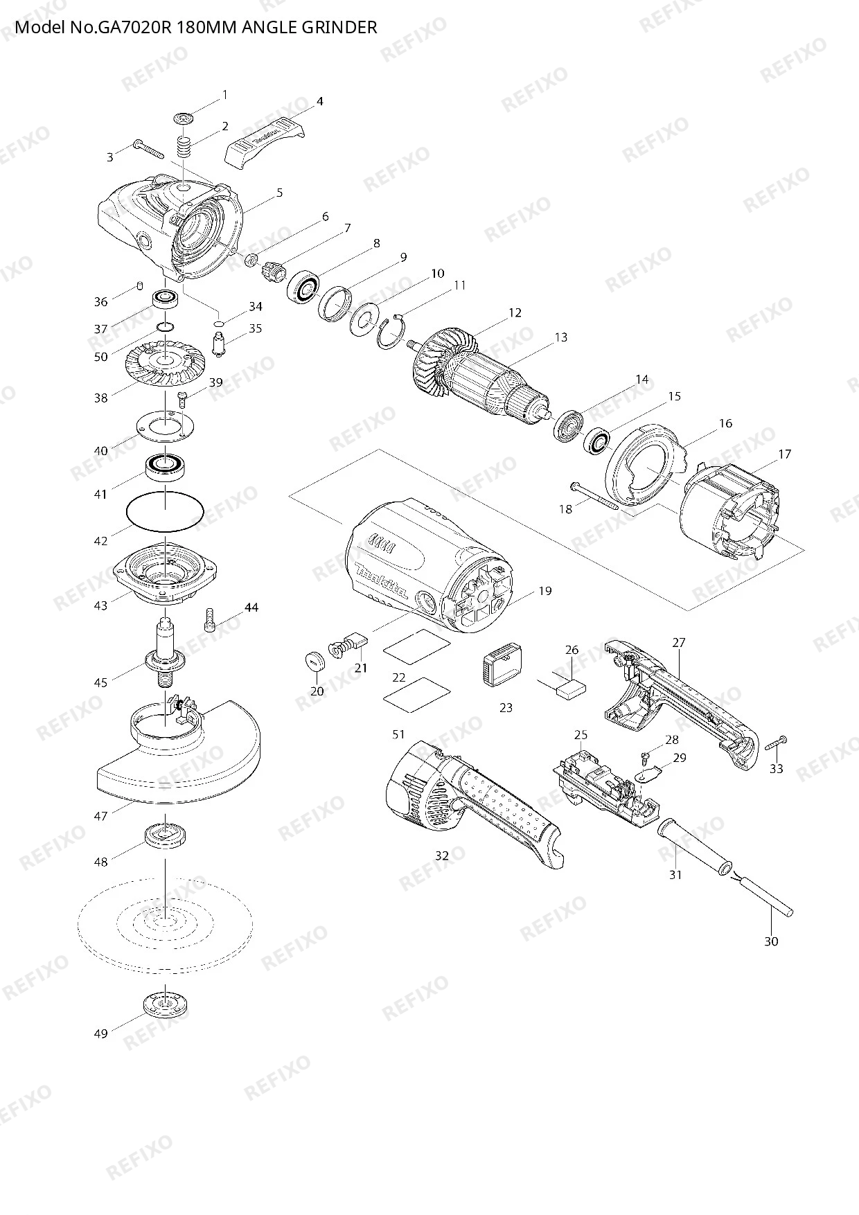 MAKITA GA7020R — схема запчастей