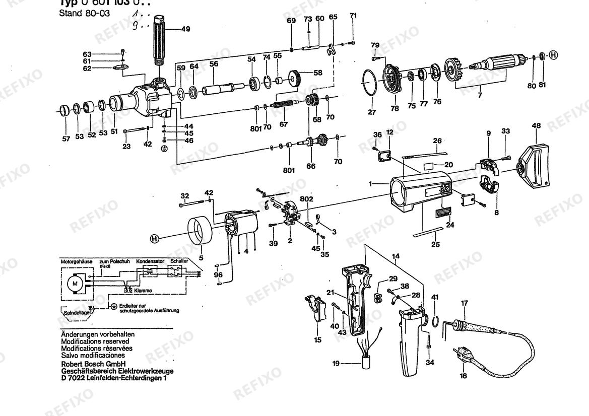Bosch Дрель UB2J77 | 240 V | 027 - AU (0 601 103 137) — схема запчастей