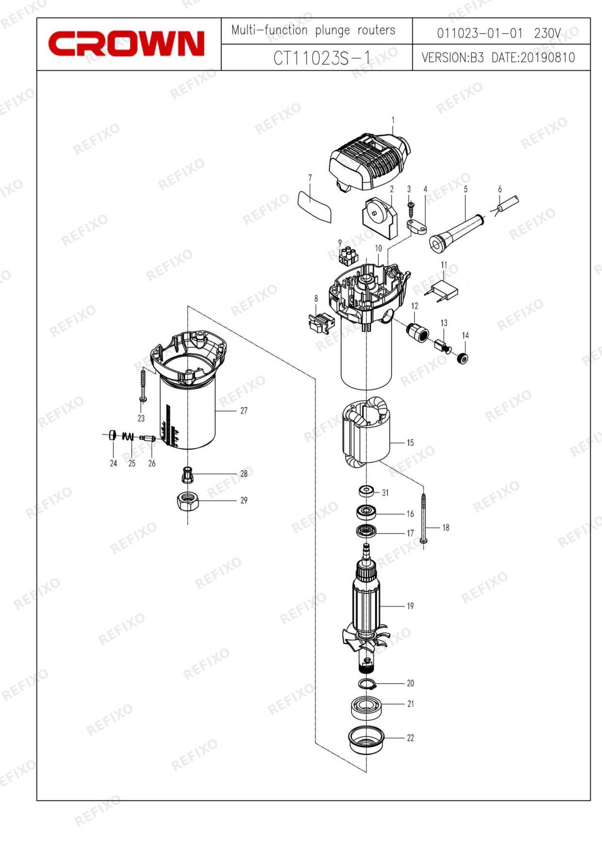 CROWN CT11023S — схема запчастей