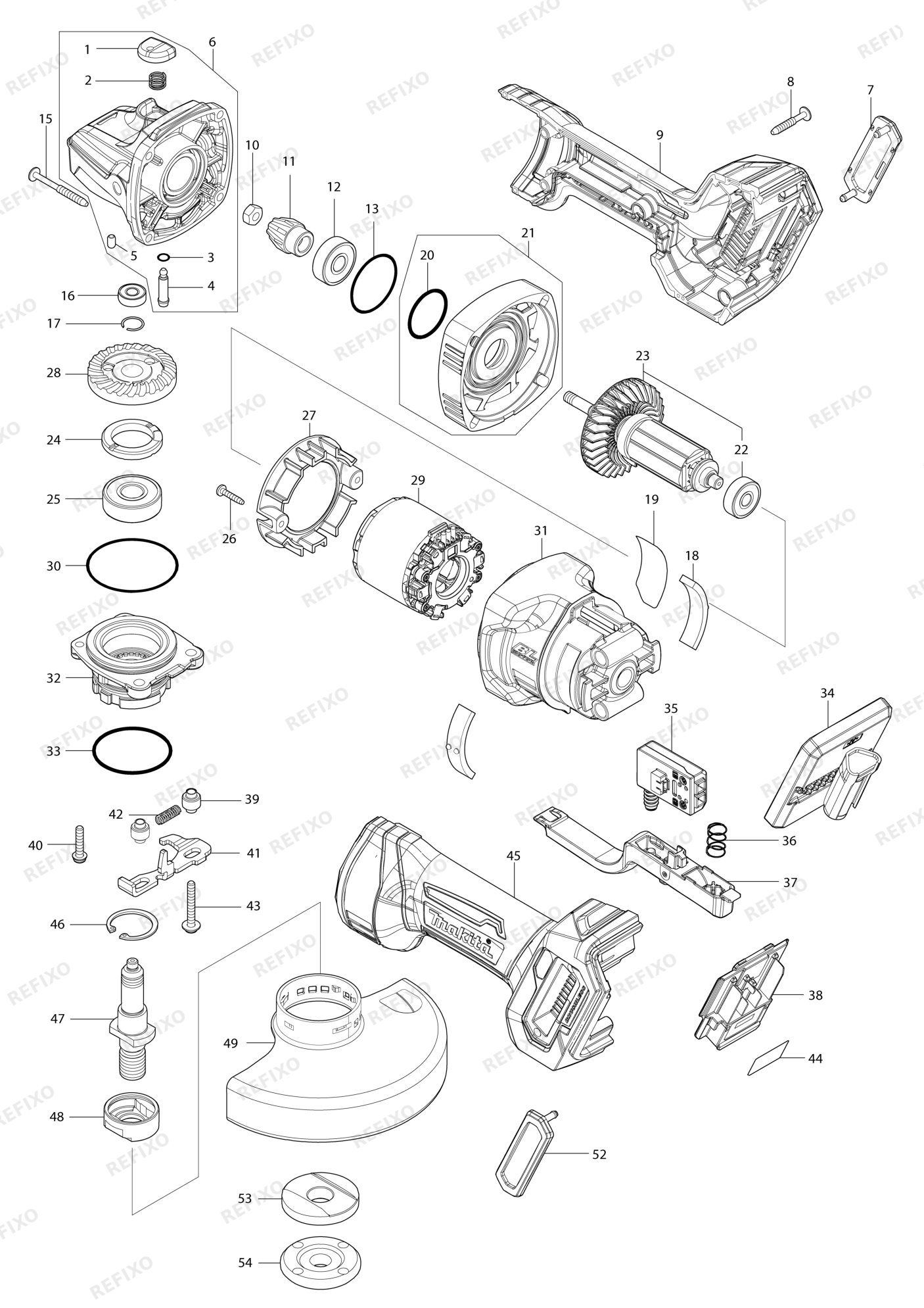 MAKITA GA050G — схема запчастей