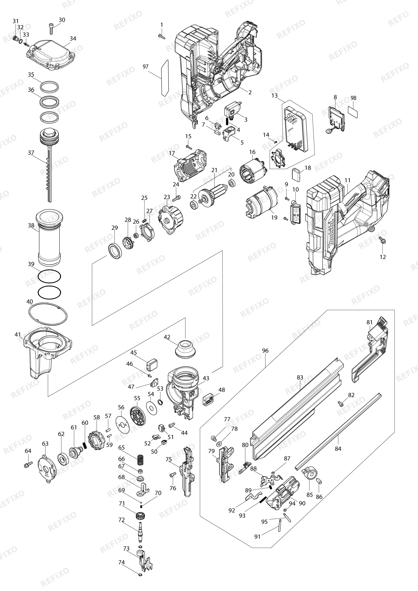 MAKITA BN001G — схема запчастей