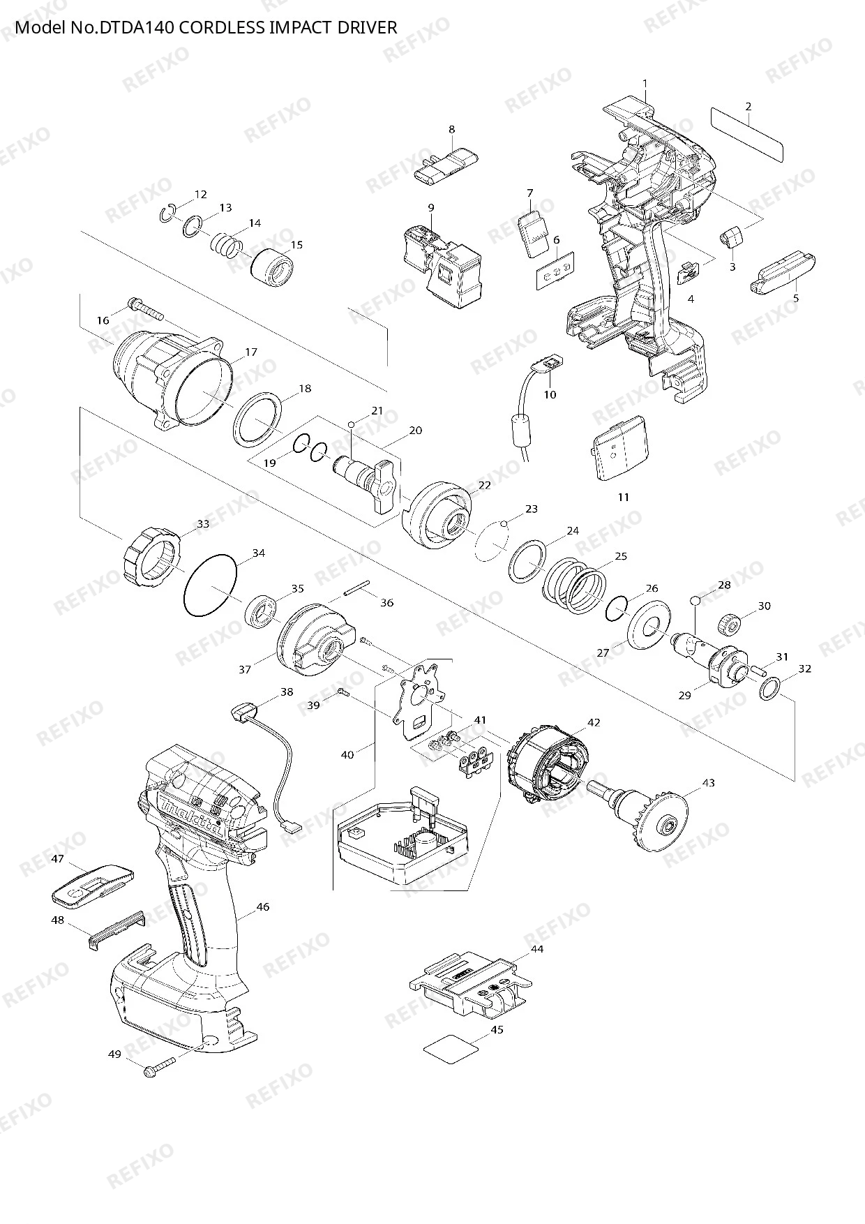 MAKITA DTDA140 — схема запчастей