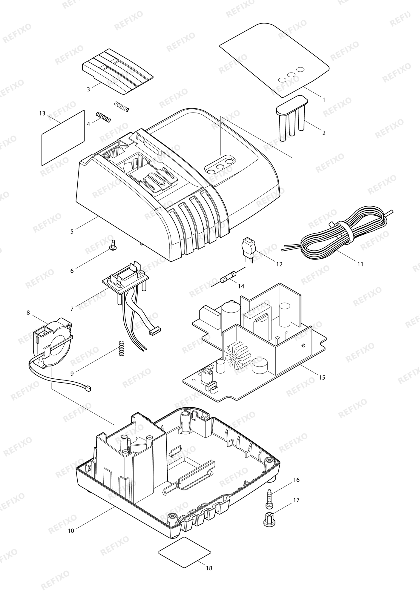 MAKITA DC18RA — схема запчастей
