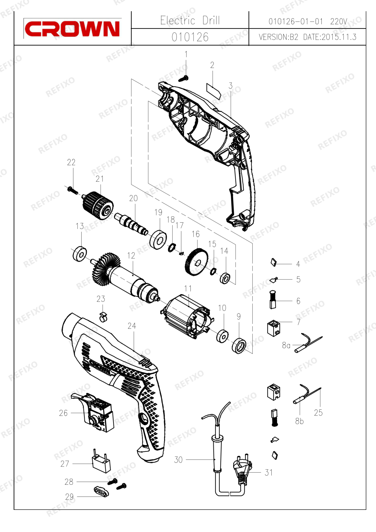 CROWN CT10126С — схема запчастей