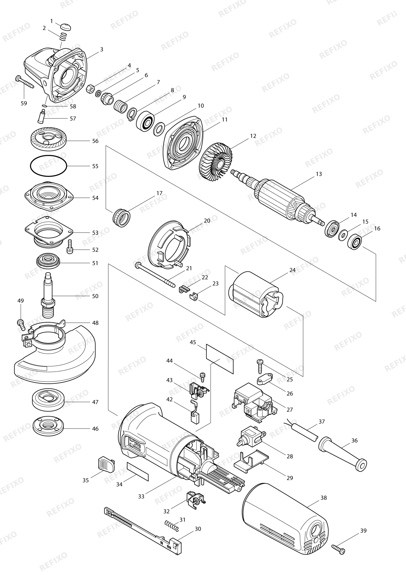 MAKITA 9565 — схема запчастей