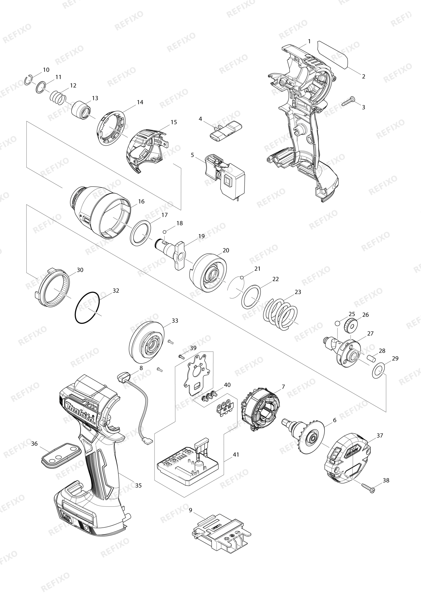MAKITA DTD170 — схема запчастей