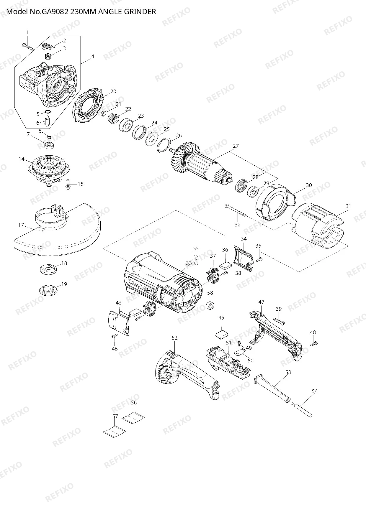 MAKITA GA9082 — схема запчастей