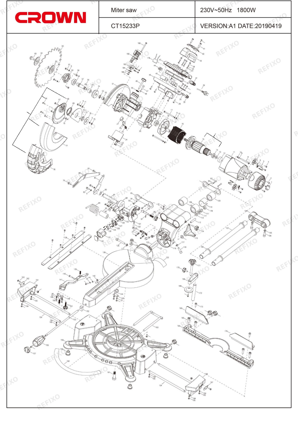 CROWN CT15233P — схема запчастей