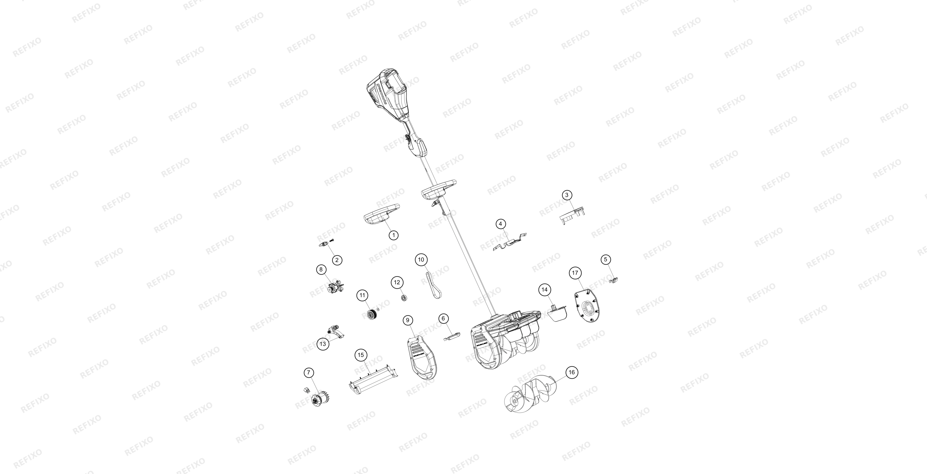 Greenworks 2603207-Exploded view — схема запчастей