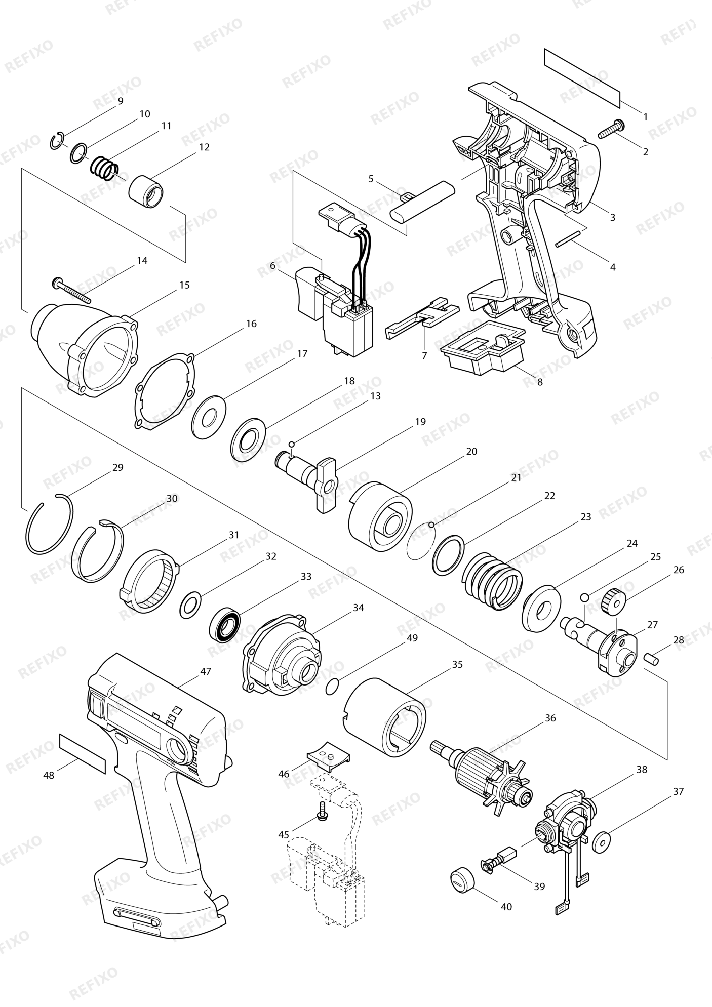 MAKITA BTD150 — схема запчастей