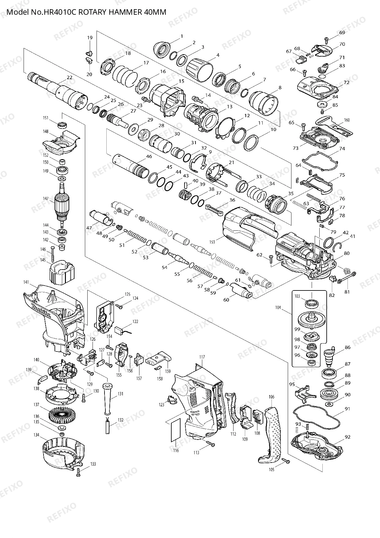 MAKITA HR4010C — схема запчастей