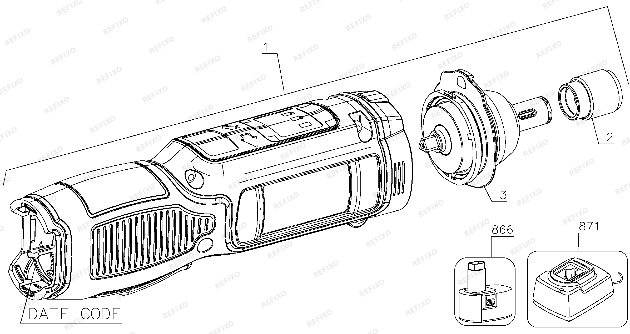 DeWalt 7.2V INLINE MOTION ACTIVA DCF682G1 — схема запчастей
