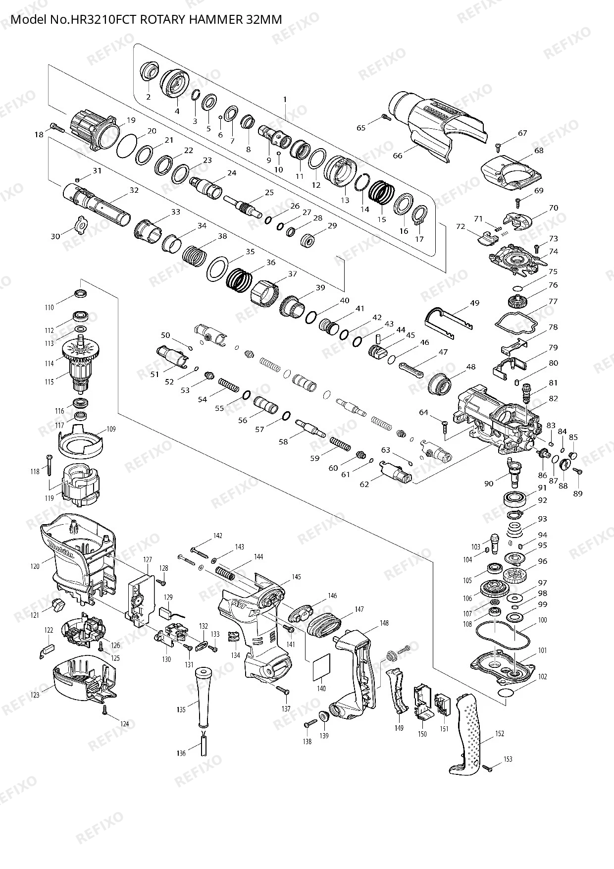 MAKITA HR3210FCT — схема запчастей
