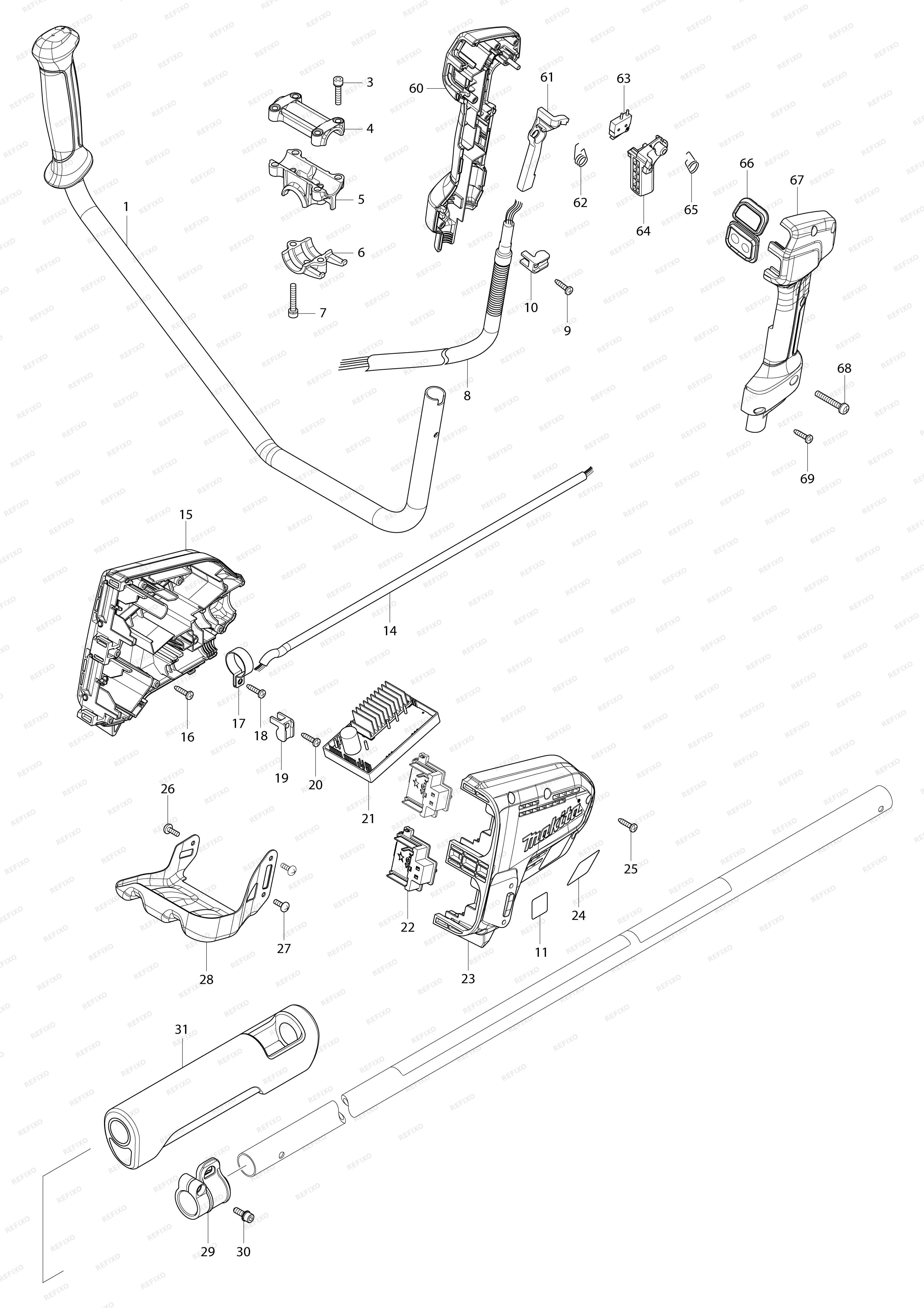 MAKITA DUR365U — схема запчастей
