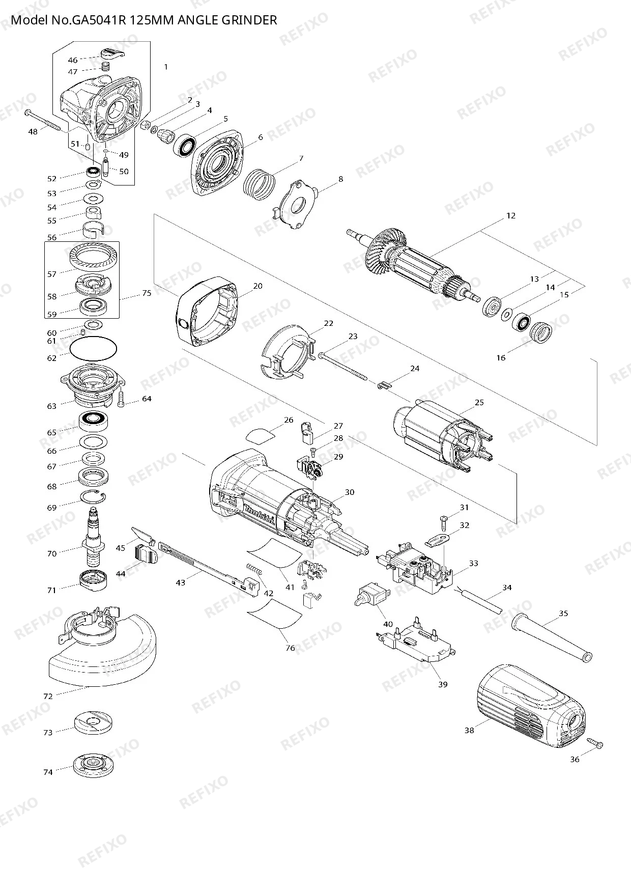 MAKITA GA5041R — схема запчастей
