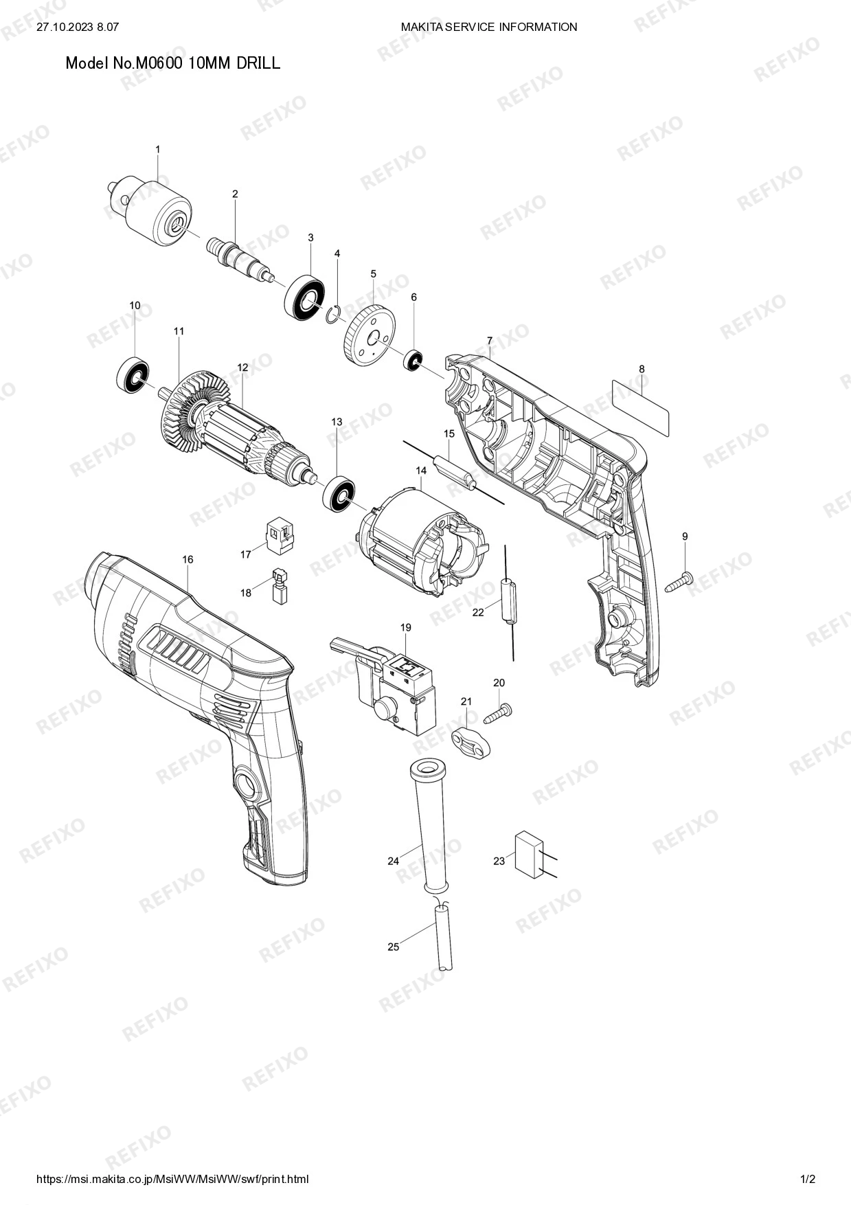 MAKITA M0600 — схема запчастей
