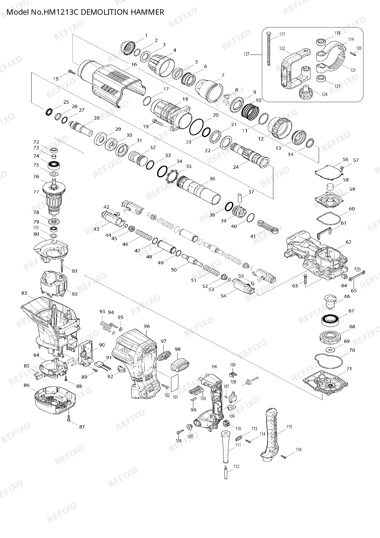 MAKITA HM1213C — схема запчастей