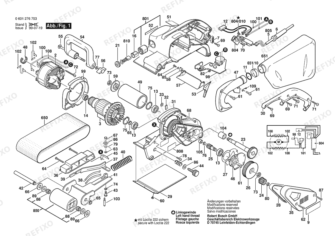 Bosch Ленточная шлифмашина GBS 100 AE | 230 V | 004 - CH (0 601 276 732) — схема запчастей