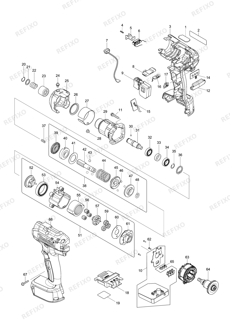 MAKITA DFT086F — схема запчастей