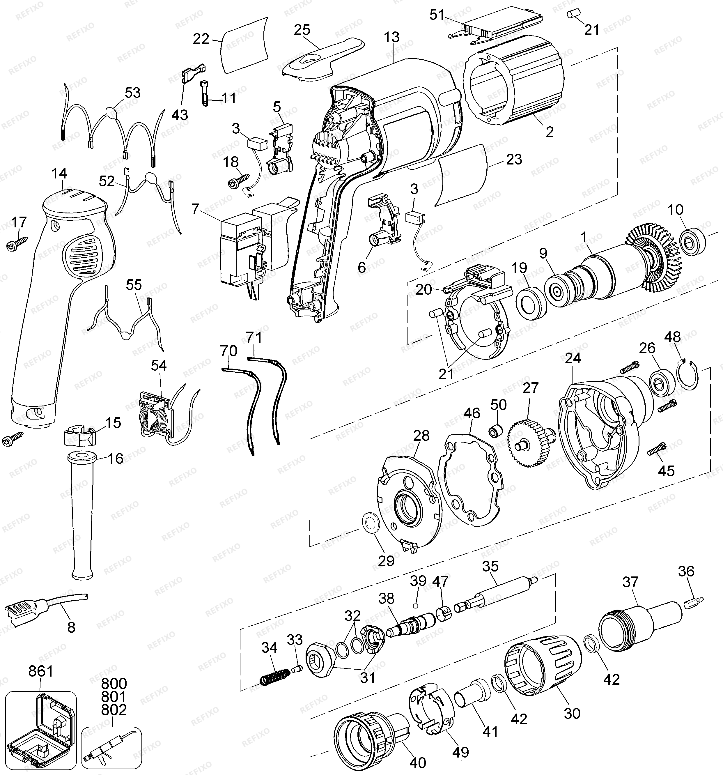 DeWalt ОТВЁРТКА BS40EK — схема запчастей
