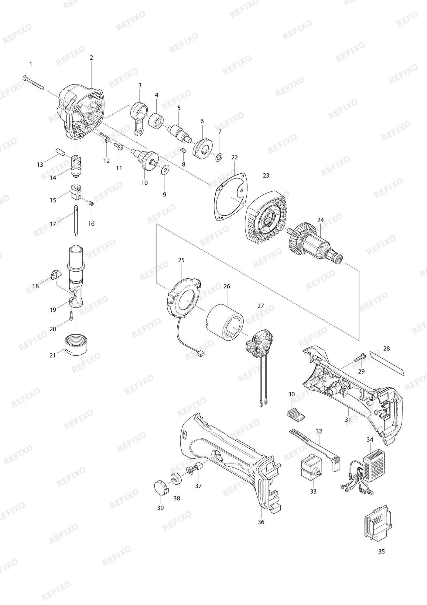MAKITA DJN161 — схема запчастей