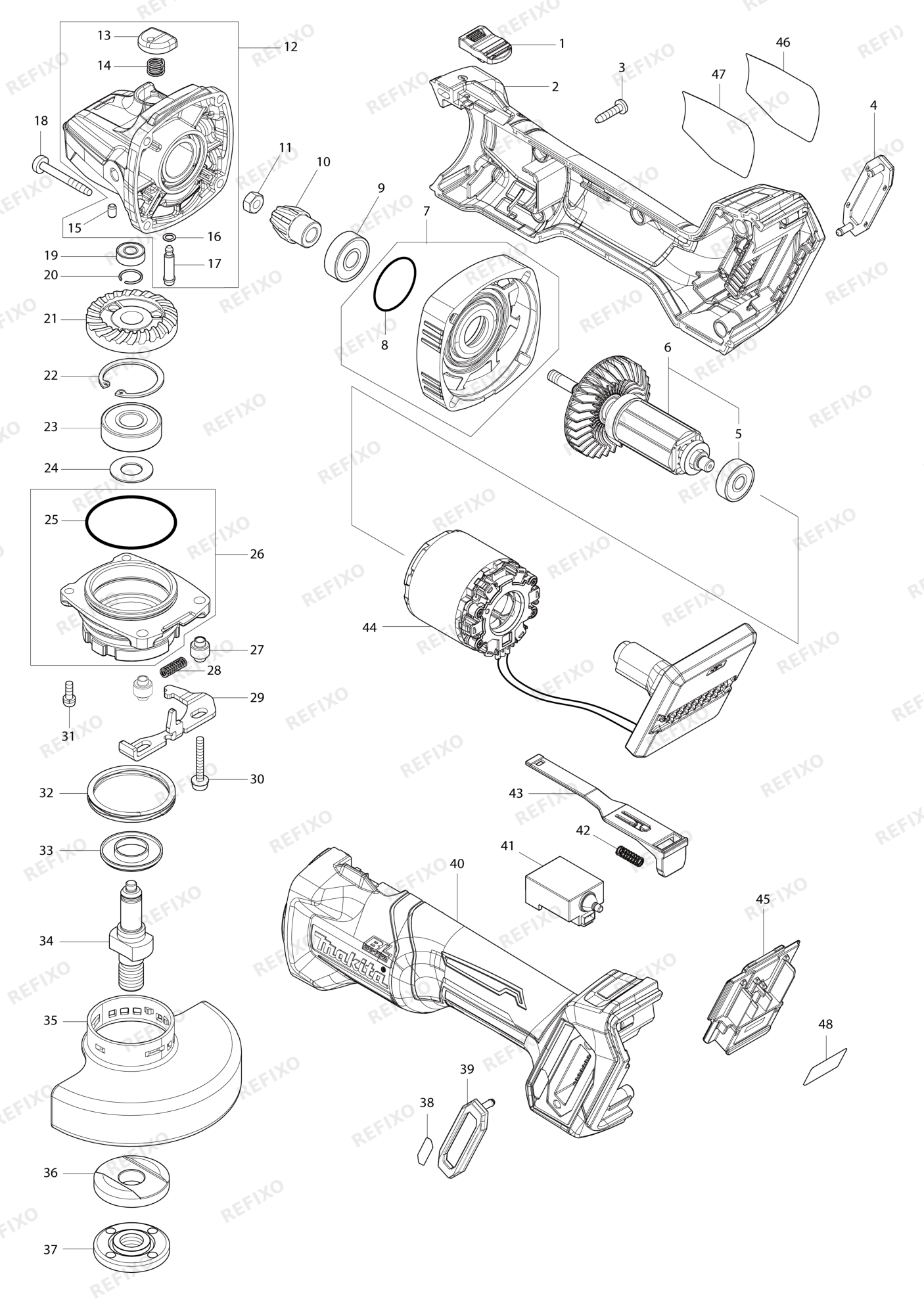 MAKITA GA007G — схема запчастей