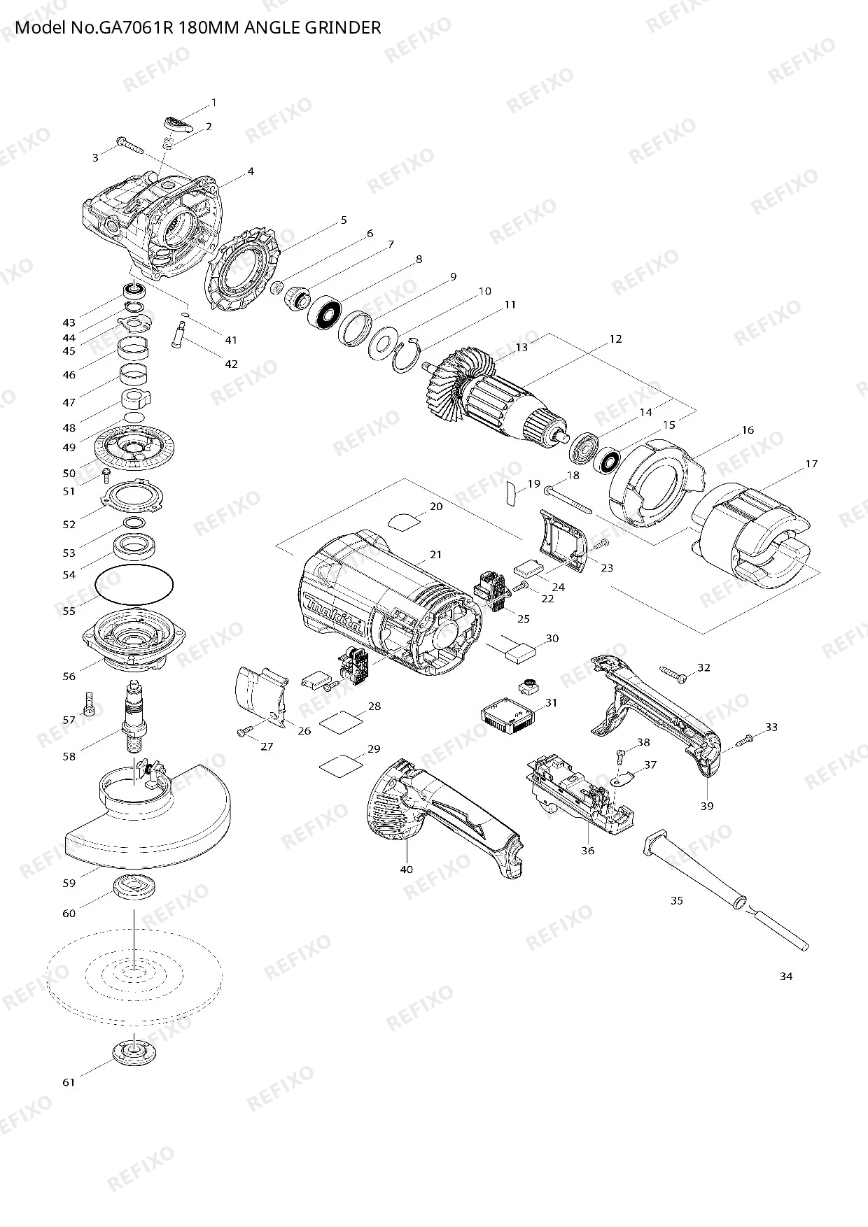 MAKITA GA7061R — схема запчастей