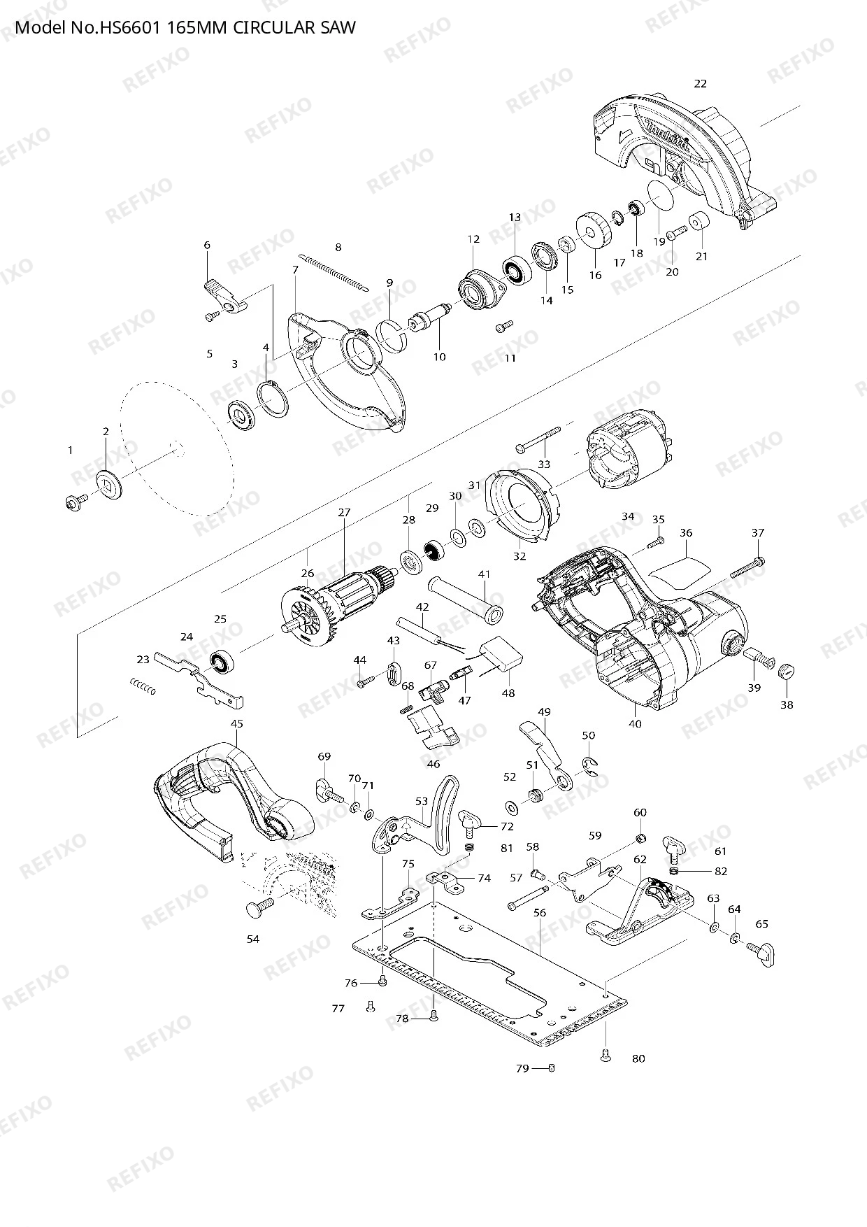 MAKITA HS6601 — схема запчастей