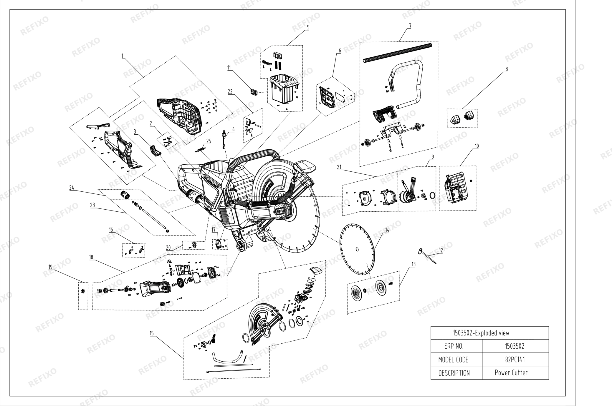Greenworks 1501307 Exploded view — схема запчастей