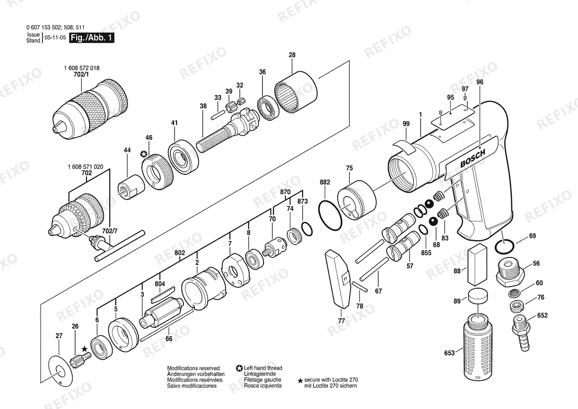 Bosch Pw- дрель -Ind 180 WATT-SERIE (0 607 153 502) — схема запчастей