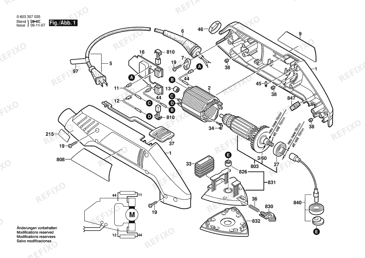 Bosch Deltaschleifer GW B7000 | 120 V (0 603 307 035) — схема запчастей