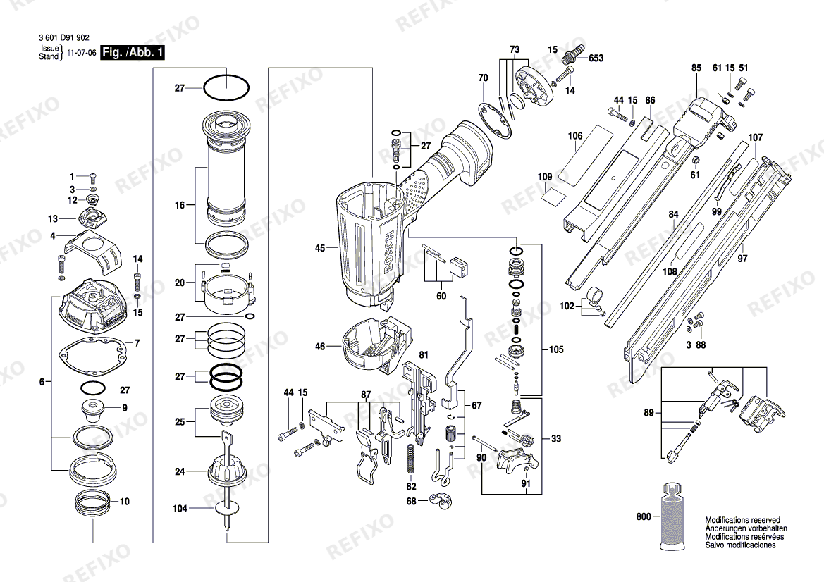Bosch Druckluftnagler GSK 64-34 (3 601 D91 902) — схема запчастей