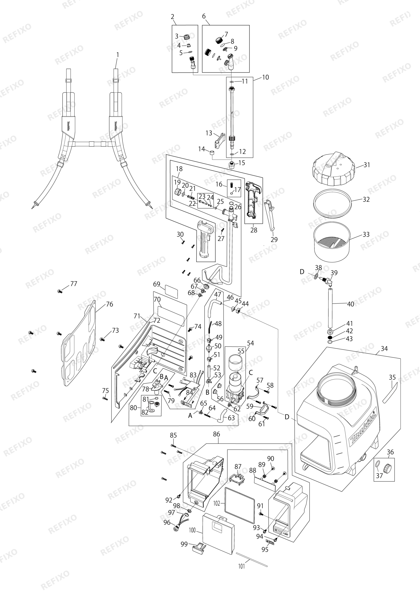 MAKITA DUS108Z — схема запчастей