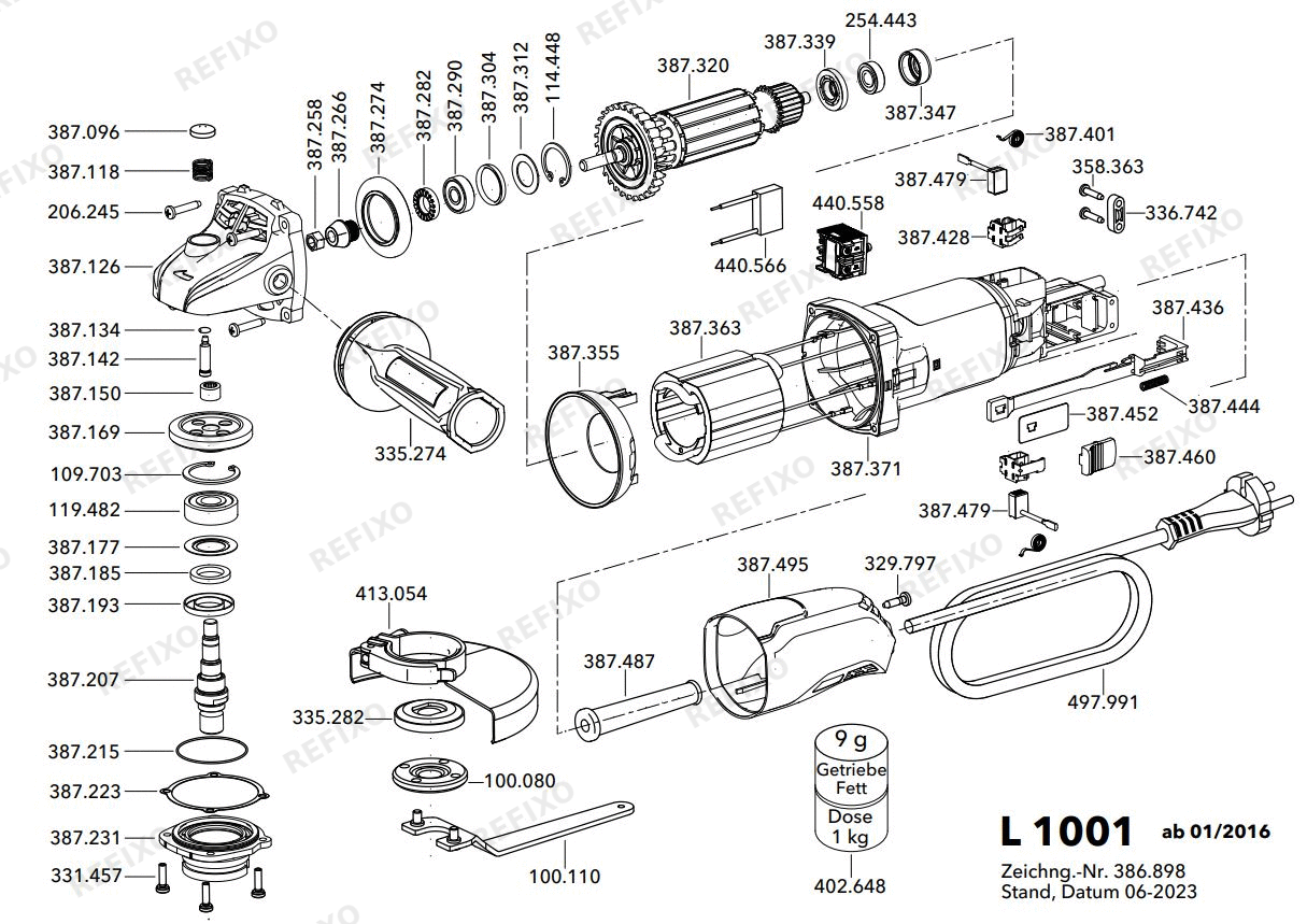 Flex L 1001 125 230BS — схема запчастей