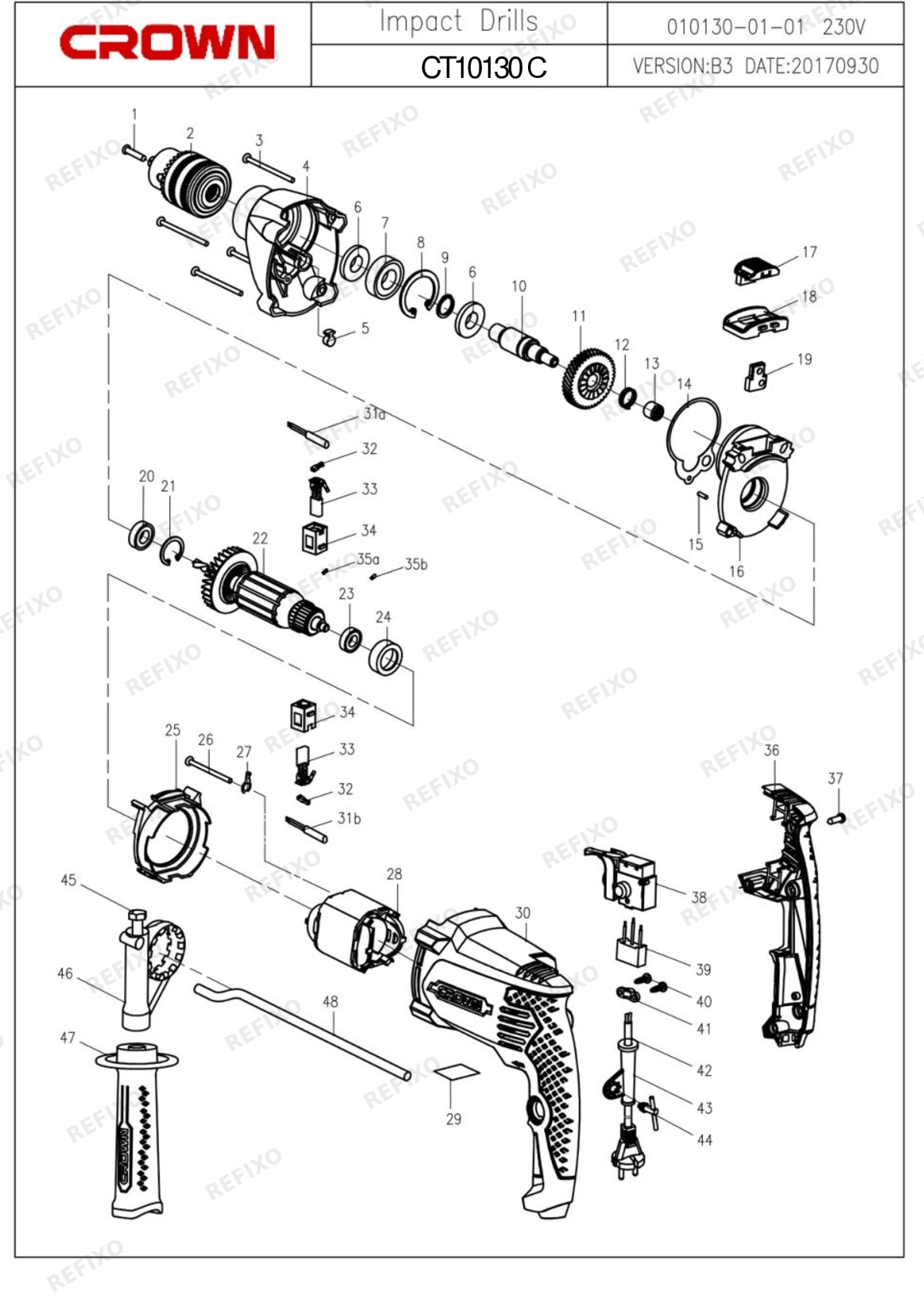 CROWN CT10130C — схема запчастей