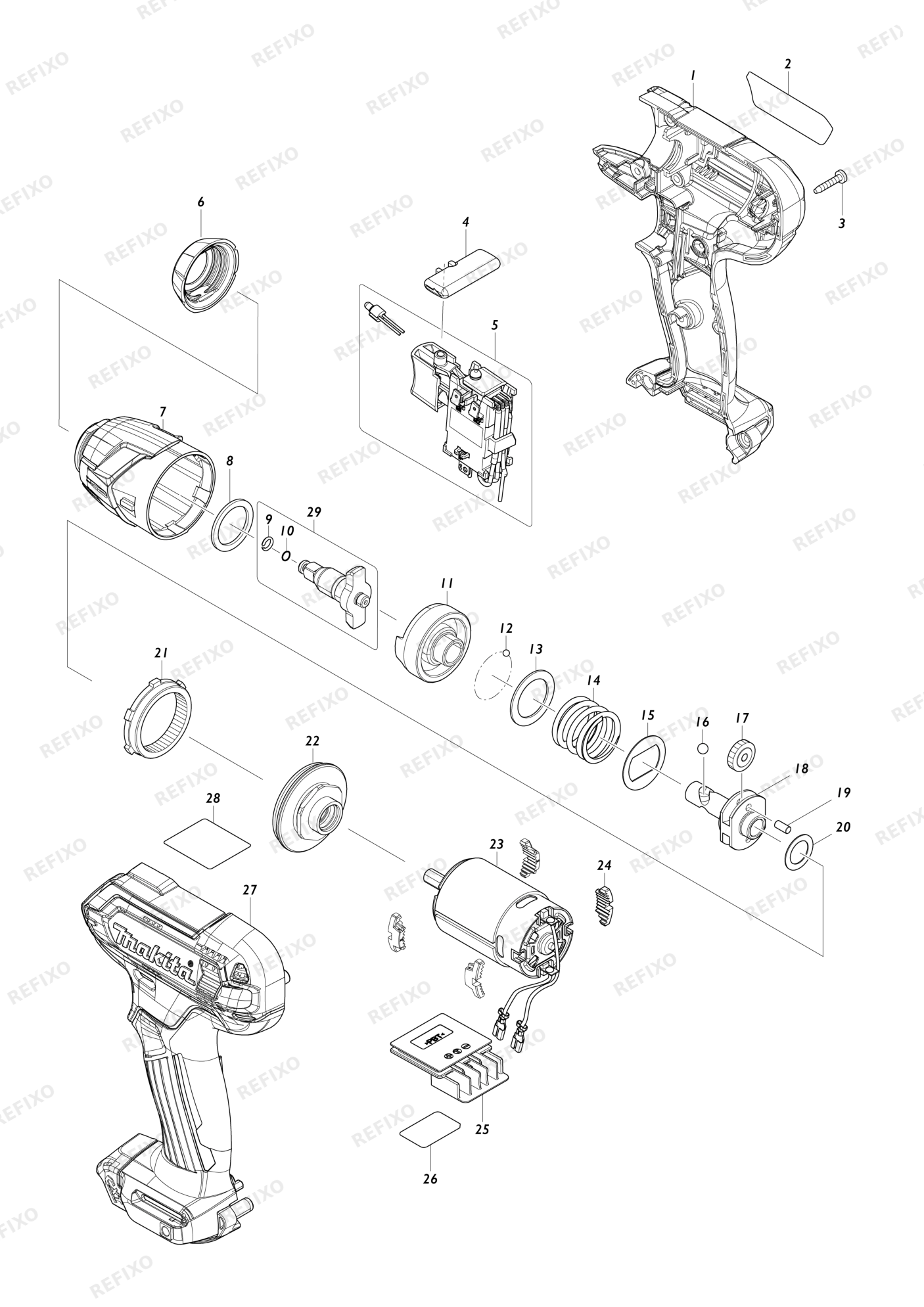 MAKITA TW060D — схема запчастей