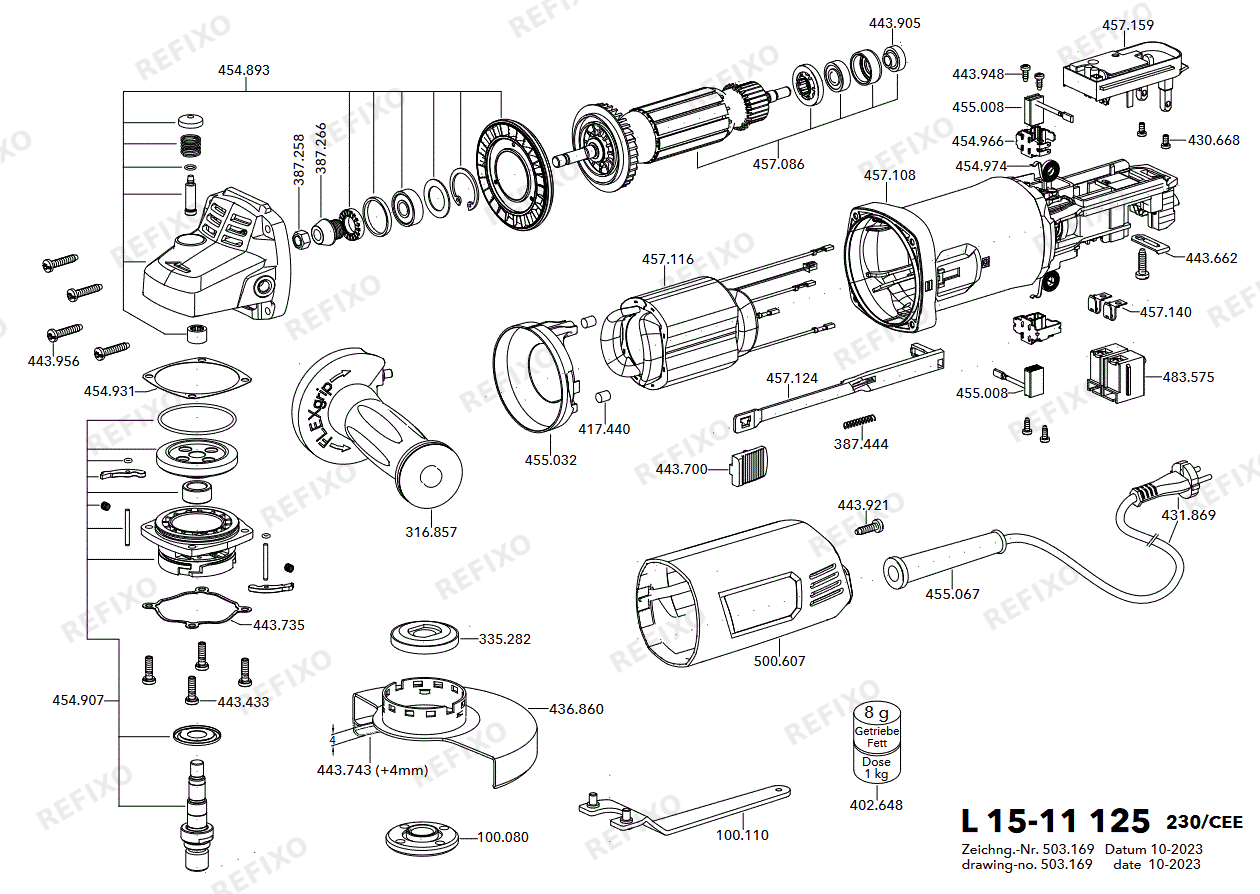 Flex L 15-11 — схема запчастей