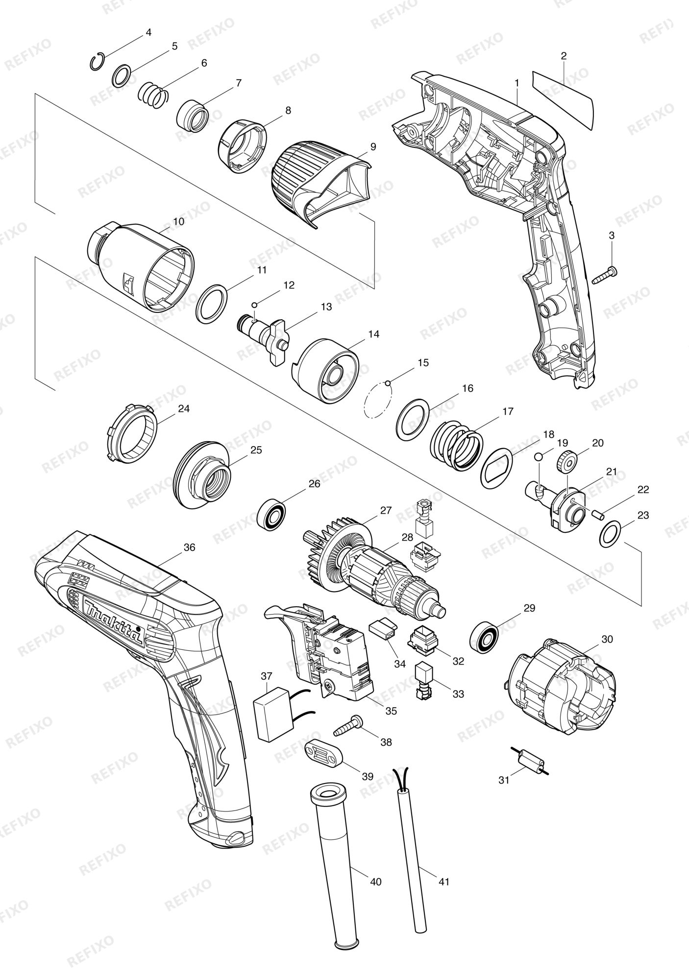 MAKITA TD0100 — схема запчастей