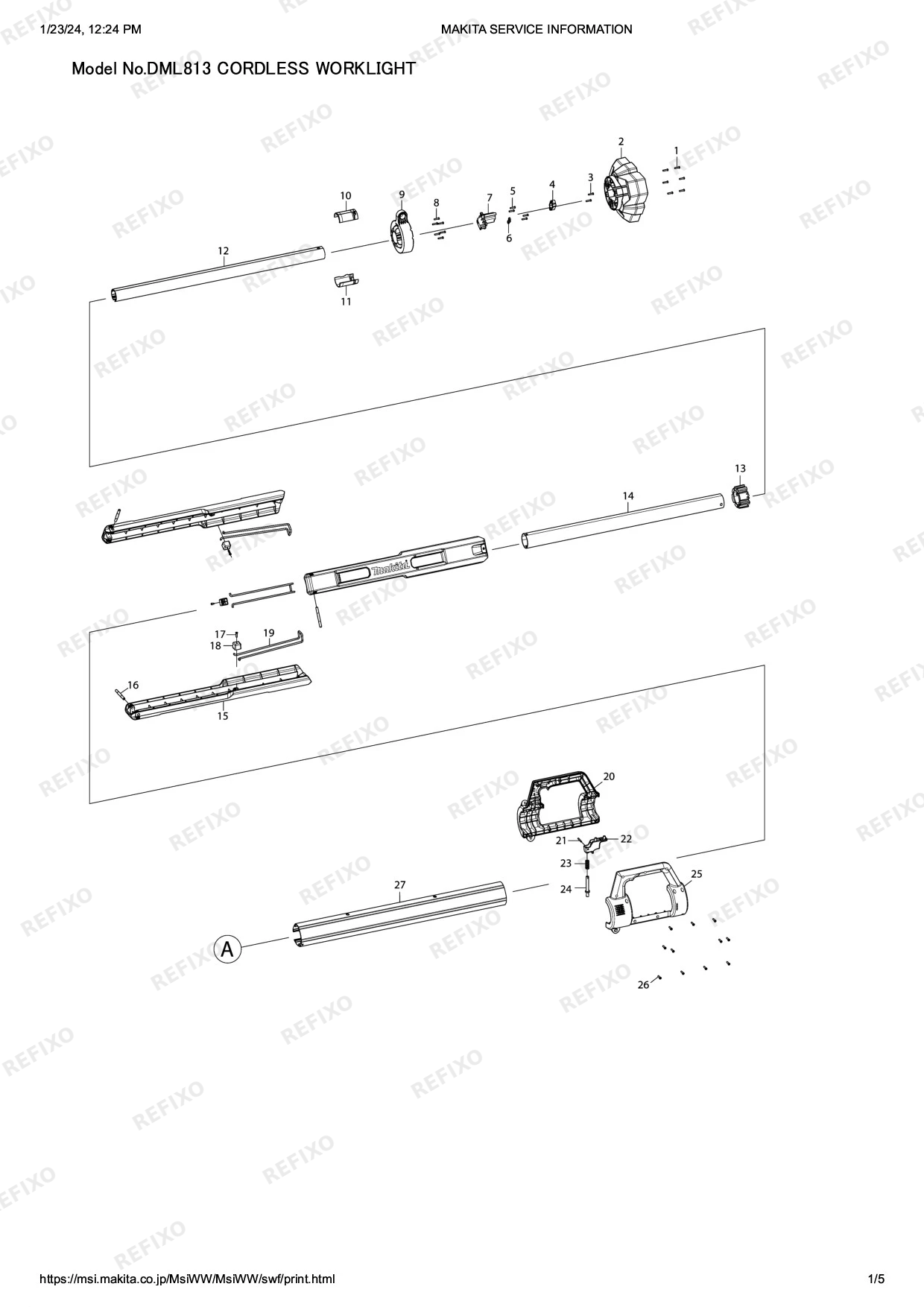 MAKITA DML813 — схема запчастей