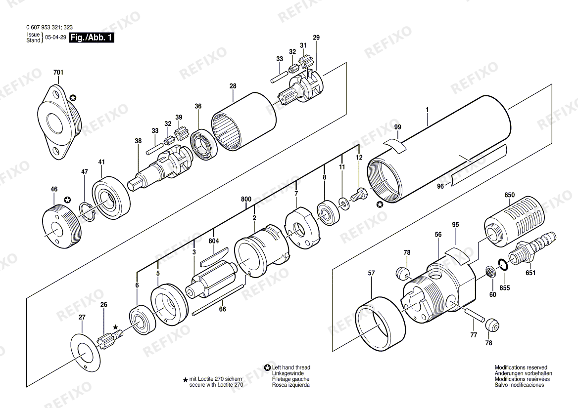 Bosch Einbaumotor 180 WATT-SERIE (0 607 953 325) — схема запчастей