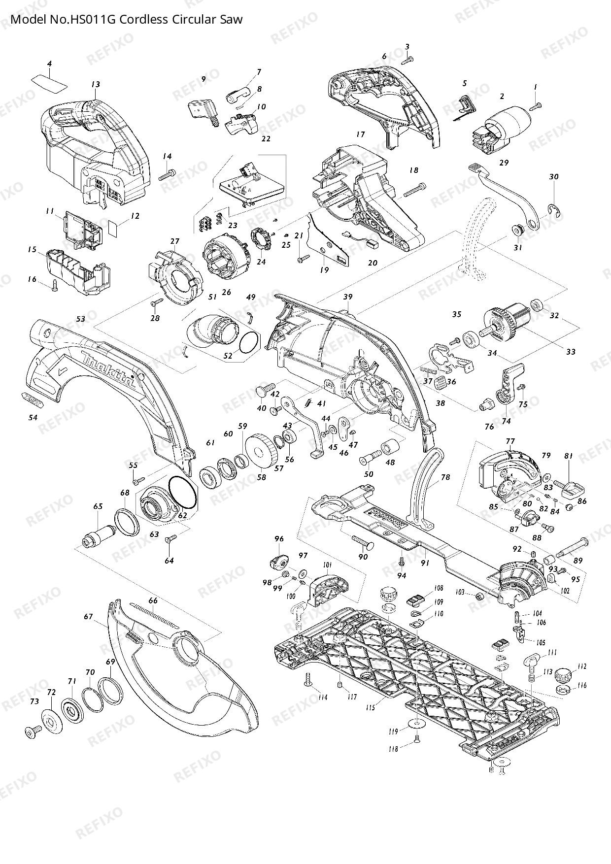 MAKITA HS011G — схема запчастей