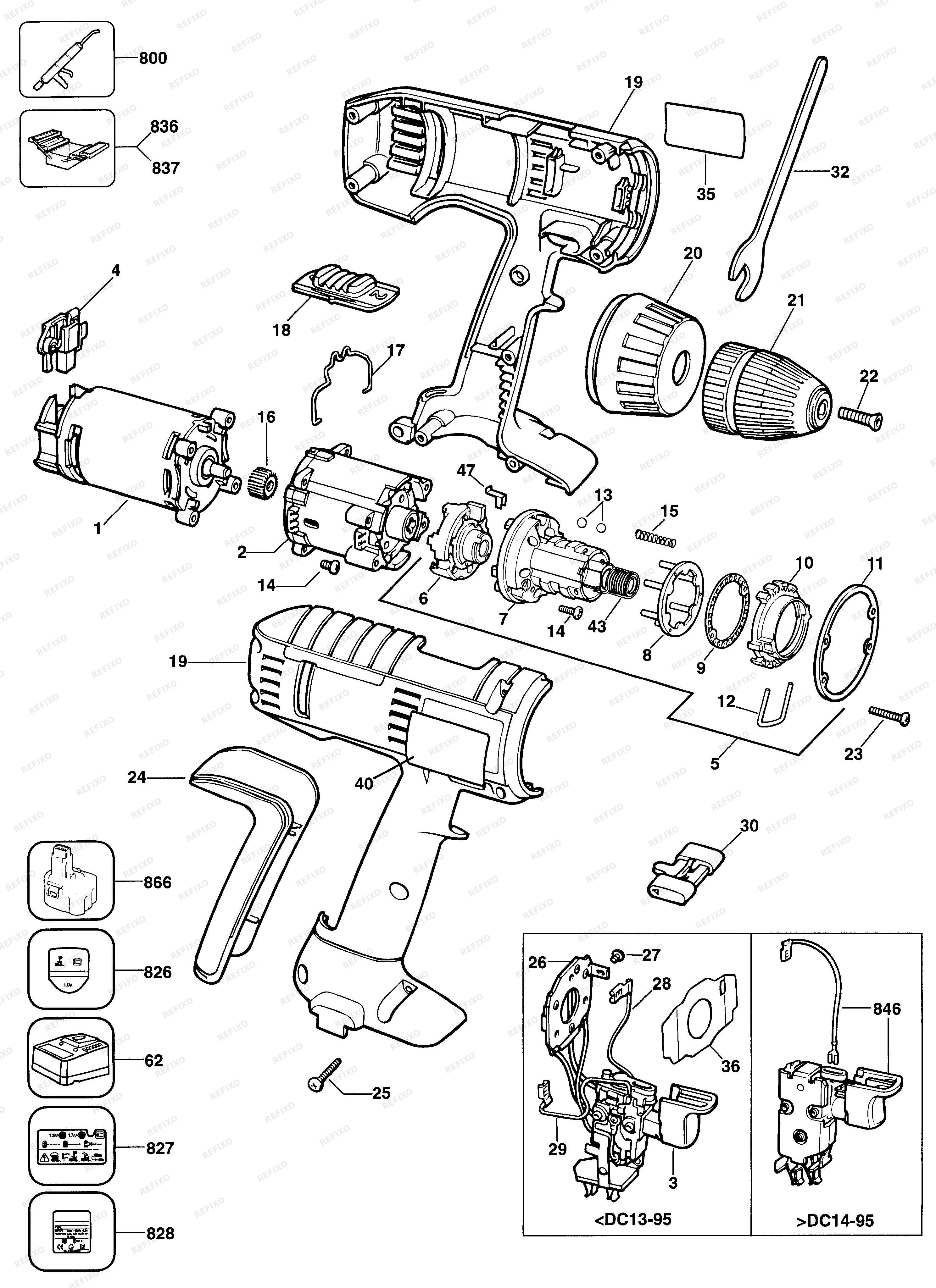 DeWalt АККУМУЛЯТОРНАЯ ДРЕЛЬ BSA21 — схема запчастей