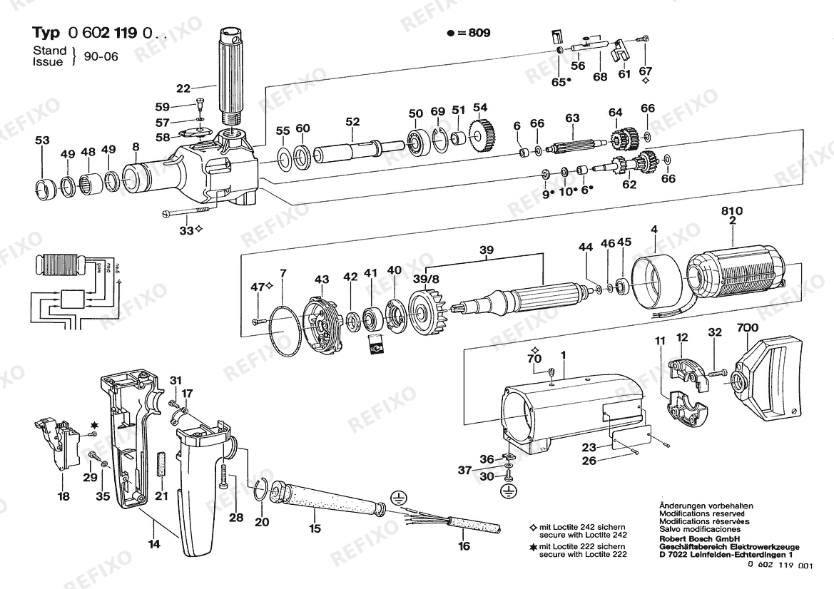 Bosch Hf- дрель GR.77 (0 602 119 010) — схема запчастей