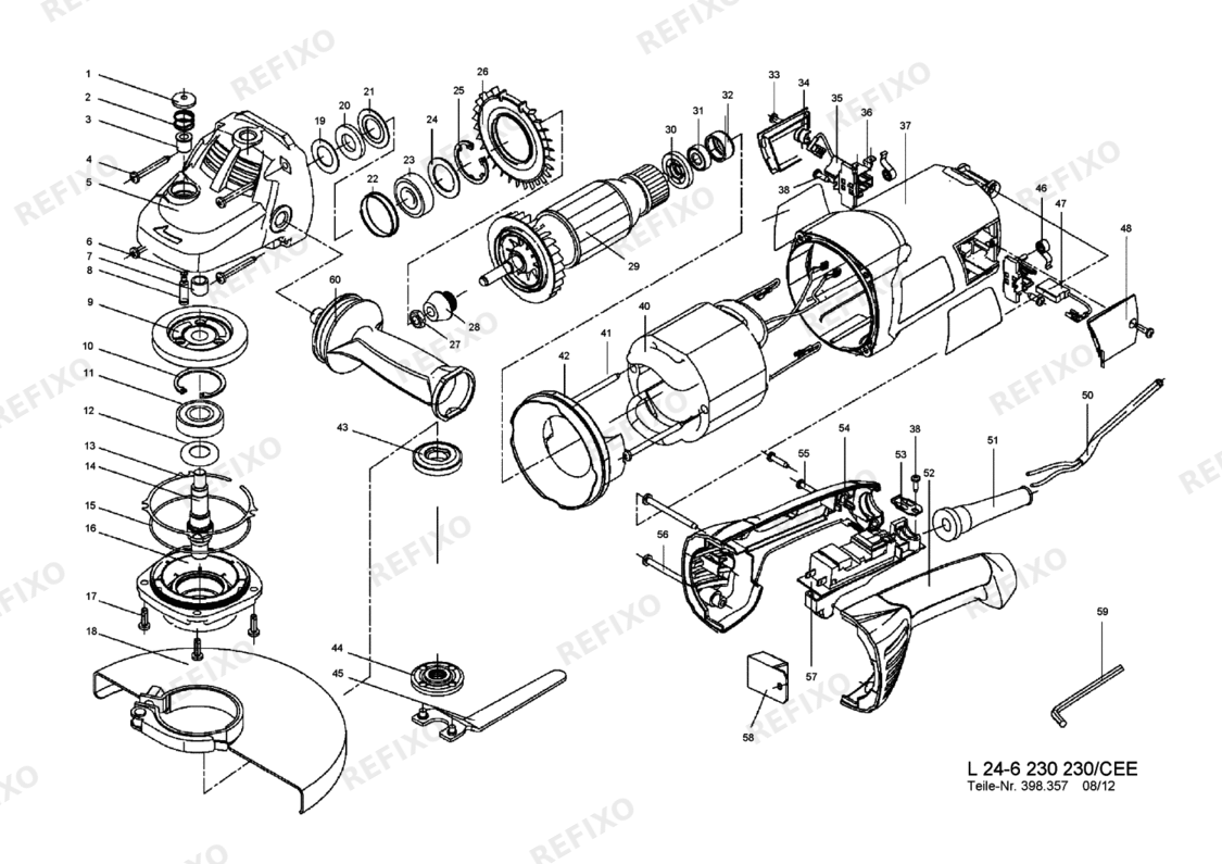 Flex L 24-6 230 - 2400 Watt угловая шлифмашина , 230 mm 391522 — схема запчастей