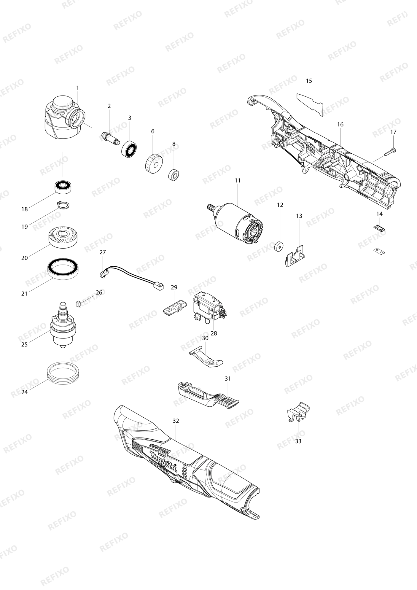 MAKITA DA330D — схема запчастей