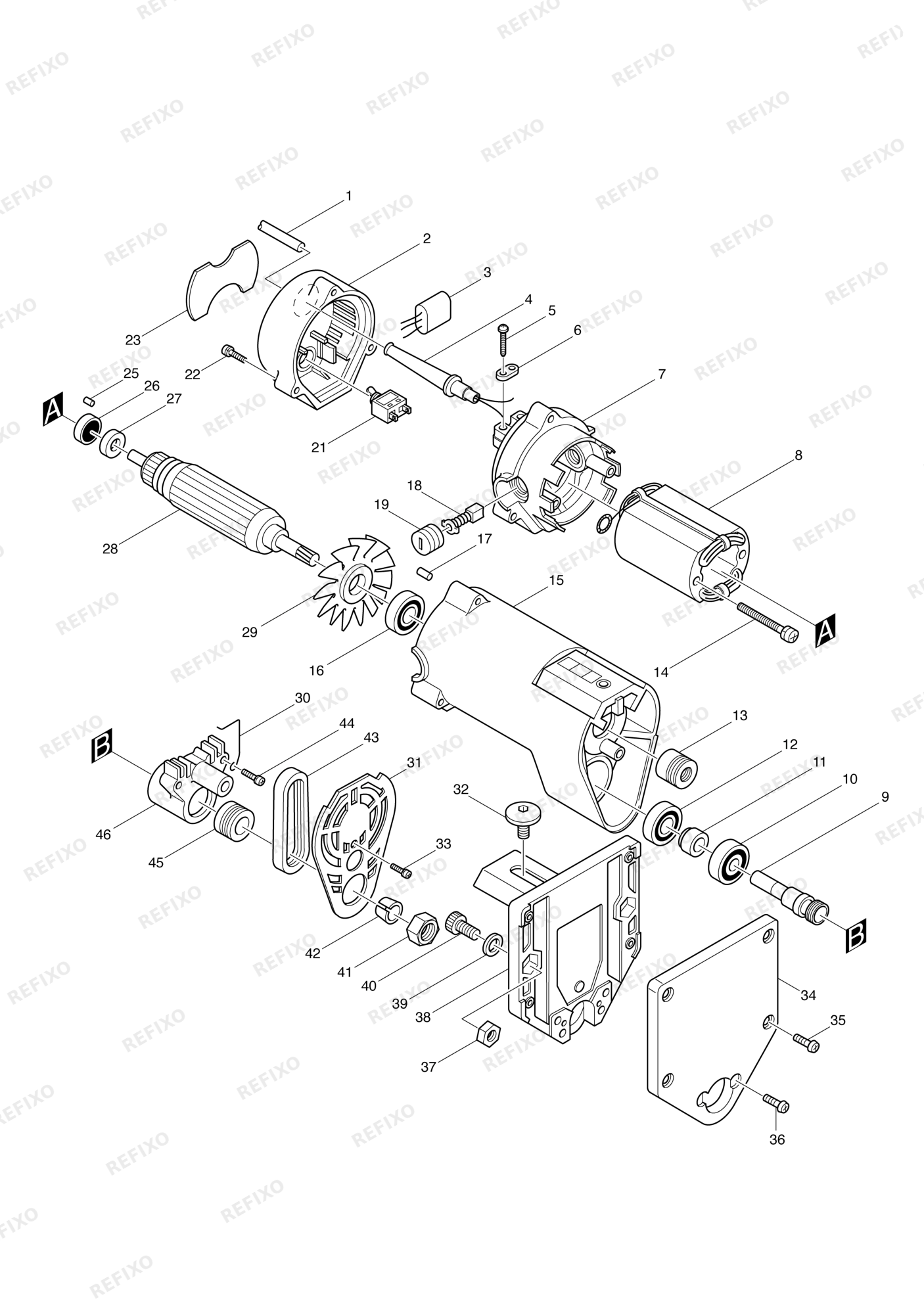 MAKITA 3705 — схема запчастей
