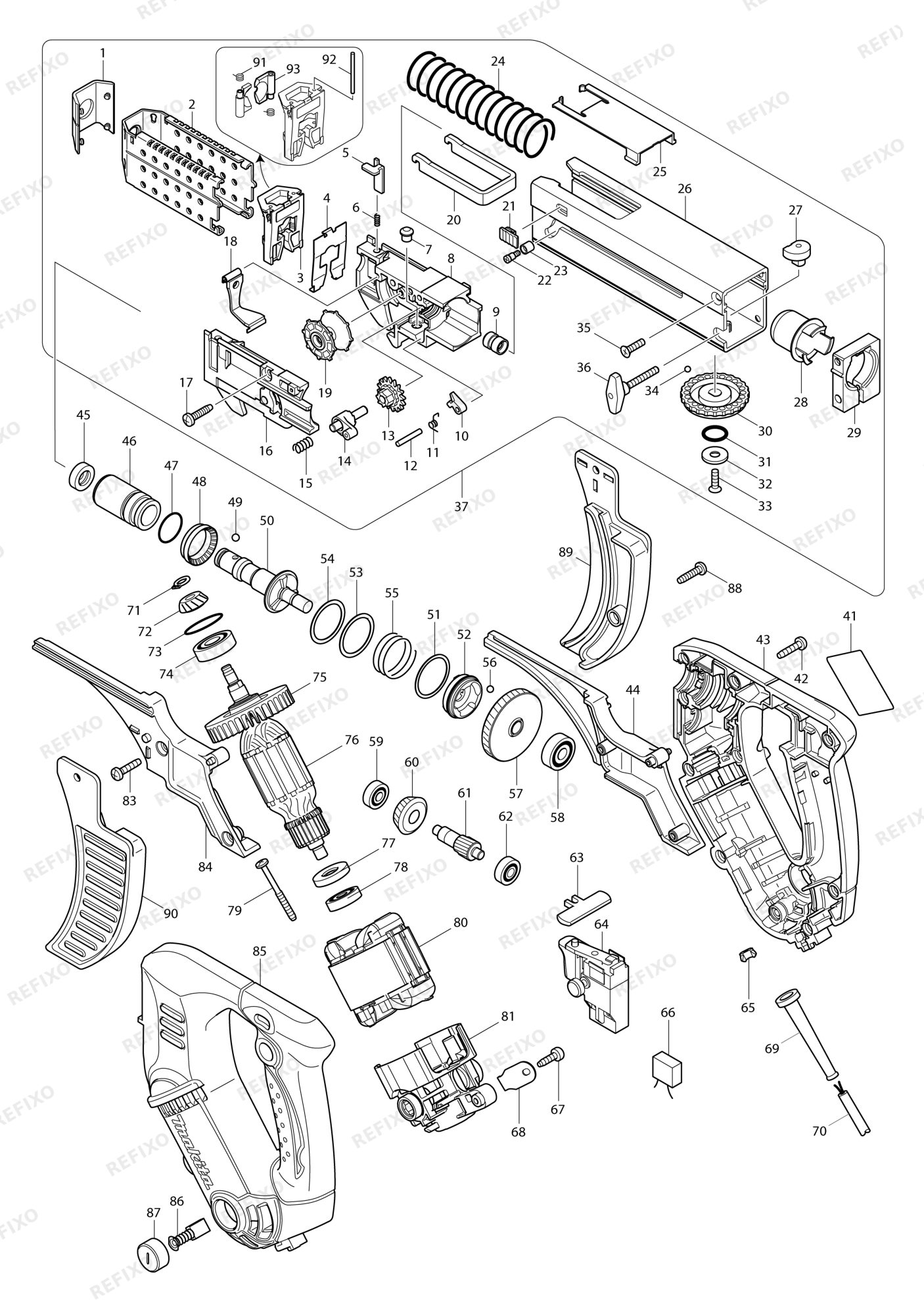 MAKITA 6844 — схема запчастей
