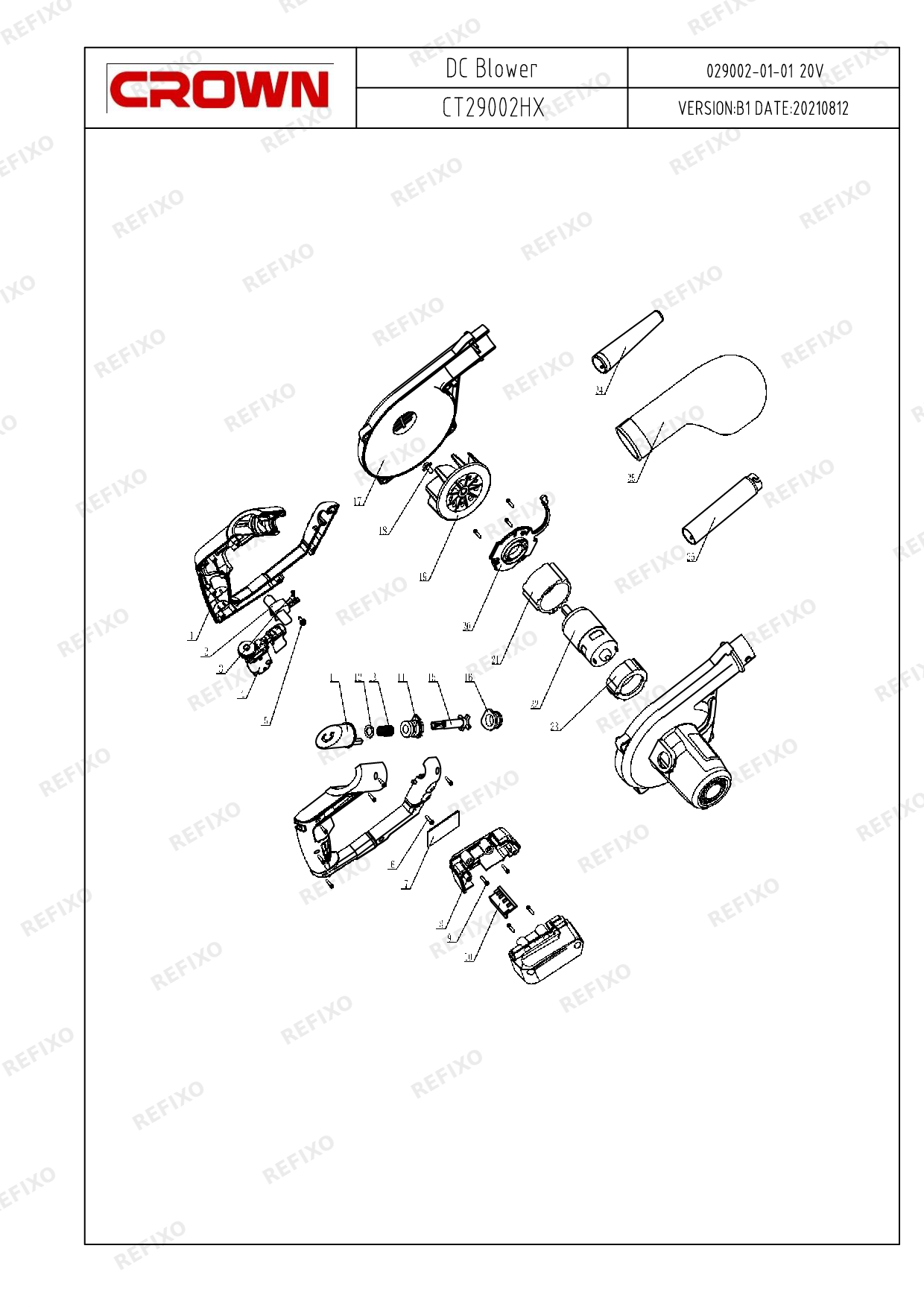 CROWN CT29002HX — схема запчастей
