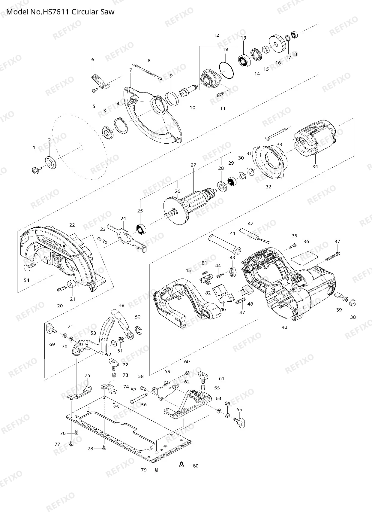 MAKITA HS7611 — схема запчастей