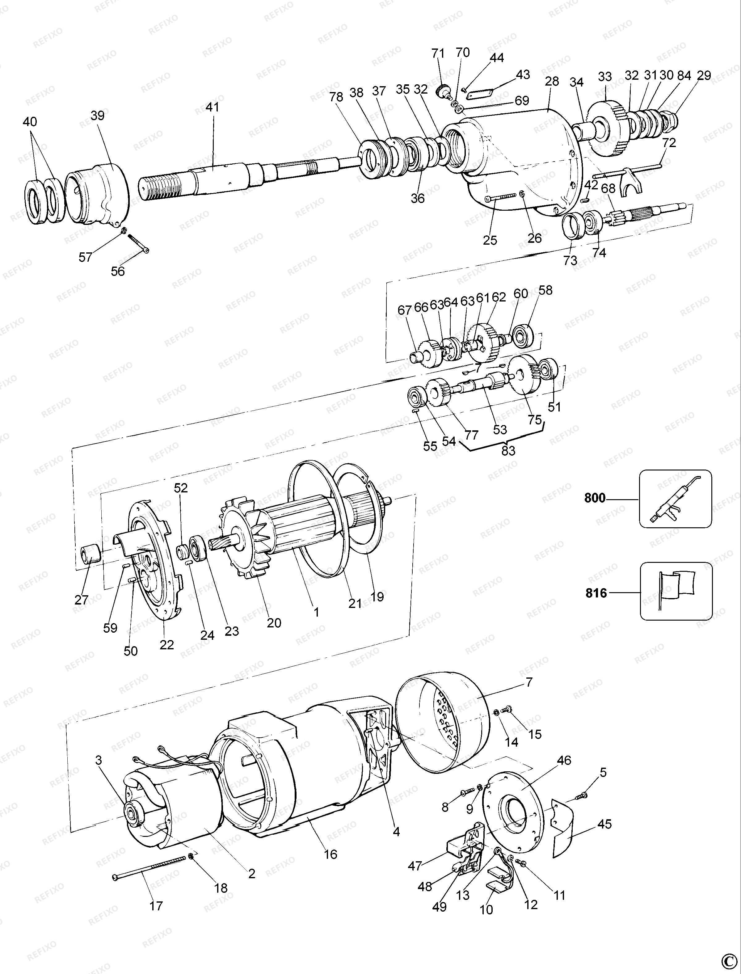 DeWalt ДРЕЛЬ АЛМАЗНОГО СВЕРЛЕНИЯ DW194 — схема запчастей